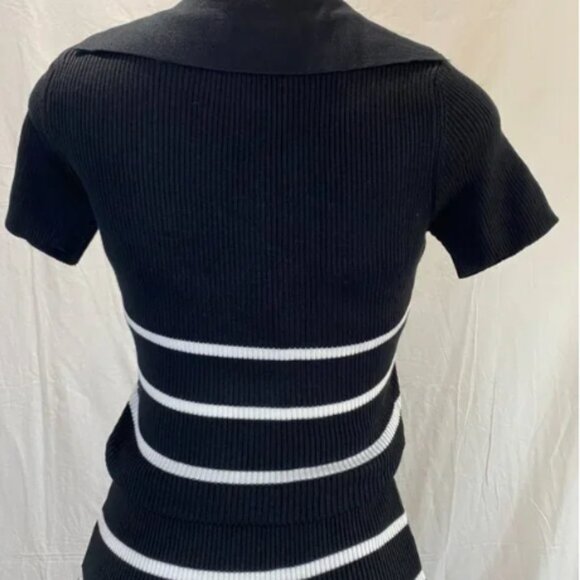 Nali Collection Black & White Striped Ribbed Midi Dress-S/M - Picture 7 of 9